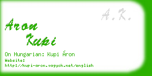 aron kupi business card